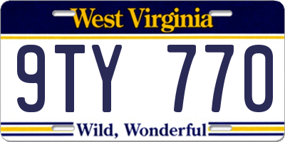 WV license plate 9TY770