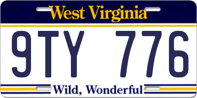 WV license plate 9TY776