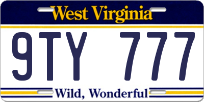 WV license plate 9TY777