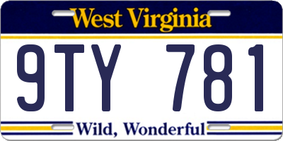 WV license plate 9TY781