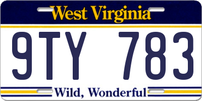 WV license plate 9TY783