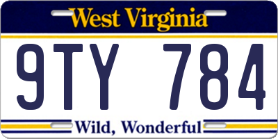 WV license plate 9TY784