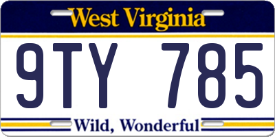 WV license plate 9TY785
