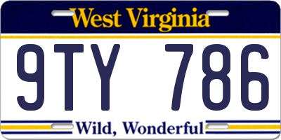 WV license plate 9TY786
