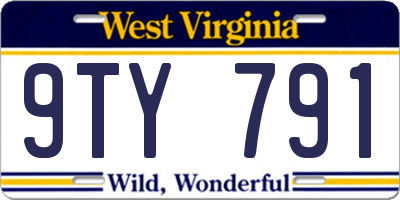 WV license plate 9TY791