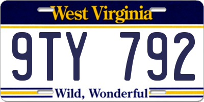 WV license plate 9TY792