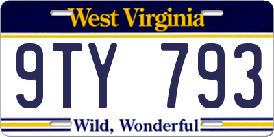 WV license plate 9TY793