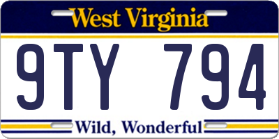 WV license plate 9TY794