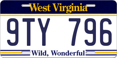 WV license plate 9TY796
