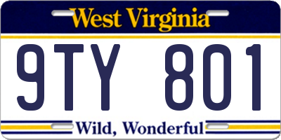 WV license plate 9TY801
