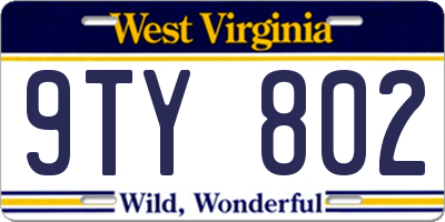 WV license plate 9TY802