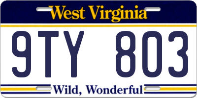 WV license plate 9TY803