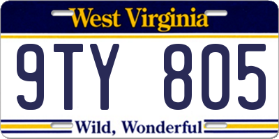 WV license plate 9TY805