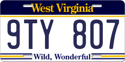 WV license plate 9TY807
