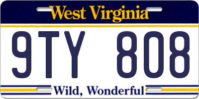 WV license plate 9TY808