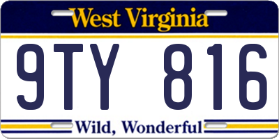 WV license plate 9TY816
