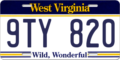 WV license plate 9TY820
