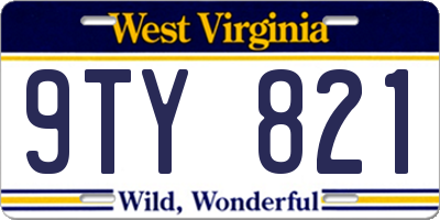 WV license plate 9TY821
