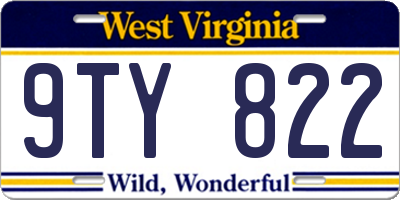 WV license plate 9TY822