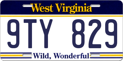 WV license plate 9TY829
