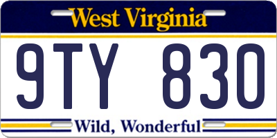 WV license plate 9TY830