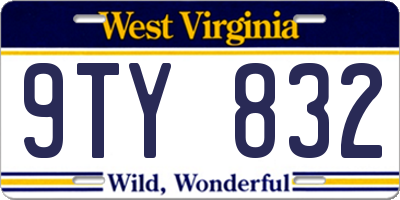 WV license plate 9TY832
