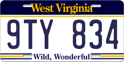WV license plate 9TY834