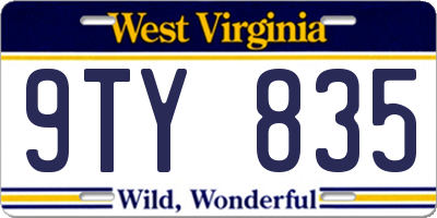 WV license plate 9TY835