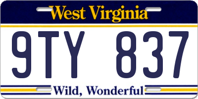 WV license plate 9TY837
