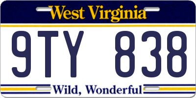 WV license plate 9TY838