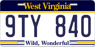 WV license plate 9TY840