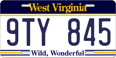 WV license plate 9TY845