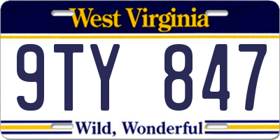 WV license plate 9TY847