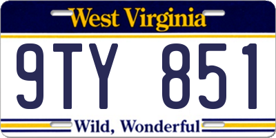 WV license plate 9TY851