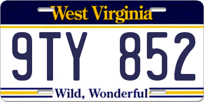 WV license plate 9TY852