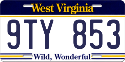 WV license plate 9TY853