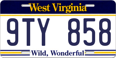 WV license plate 9TY858