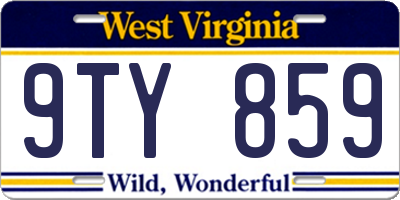 WV license plate 9TY859