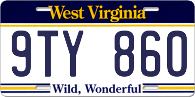 WV license plate 9TY860