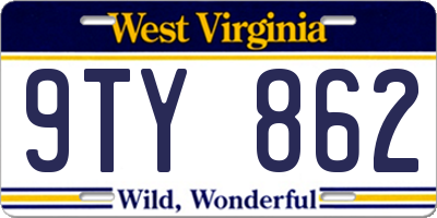 WV license plate 9TY862