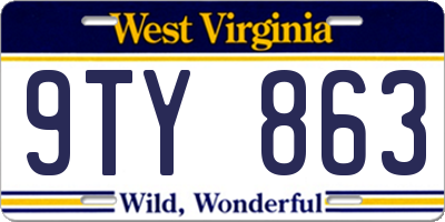 WV license plate 9TY863