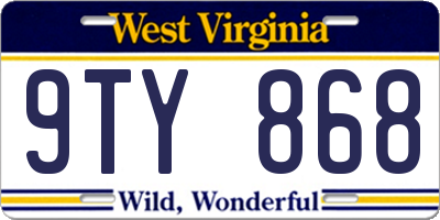 WV license plate 9TY868