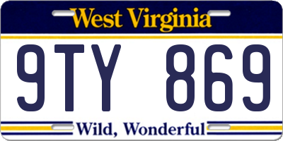 WV license plate 9TY869