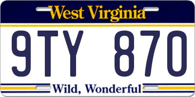 WV license plate 9TY870