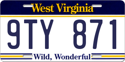 WV license plate 9TY871