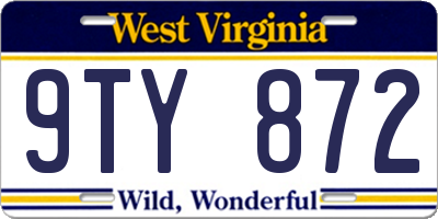 WV license plate 9TY872