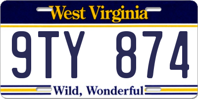 WV license plate 9TY874