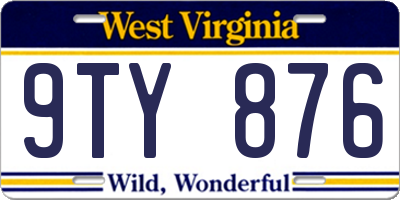WV license plate 9TY876