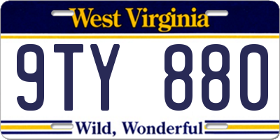WV license plate 9TY880