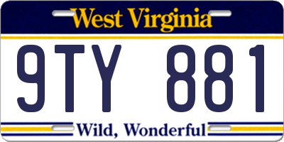 WV license plate 9TY881
